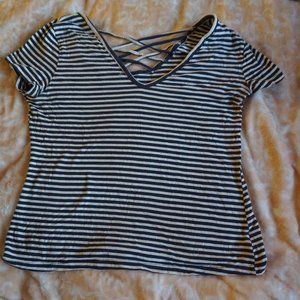 Dark Blue and White Striped Tee Shirt